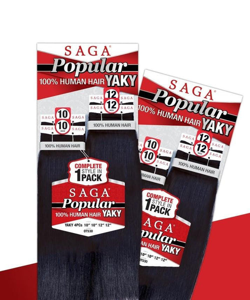 Saga Popular 100% Human Hair Yaky 4 Pieces (10"10"12"12") - Beauty Empire