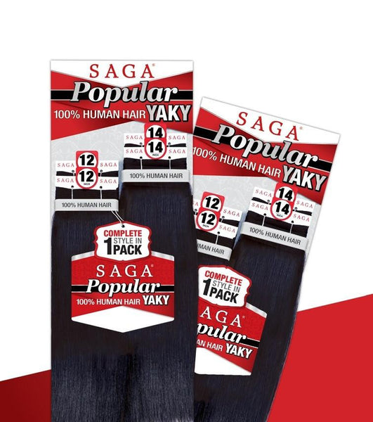 Saga Popular 100% Human Hair Yaky 4 Pieces (12"12"14"14") - Beauty Empire