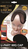 Qfitt Make Your Own Invisible Lace Front U Part Wig Cap Center Parting- 5015 Black