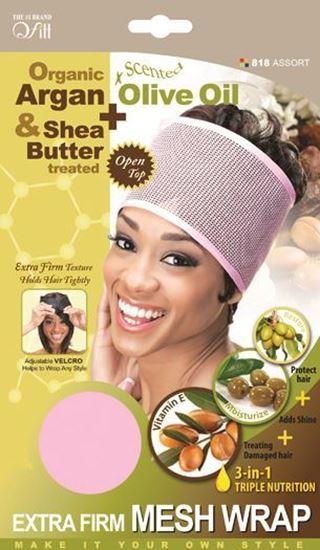 Qfitt Open Top Organic Argan & Shea Butter Treated + Olive Oil Scented Extra Firm Mesh Wrap - 818 Assort(Random Color)