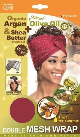 Qfitt Organic Argan & Shea Butter Treated + Olive Oil Scented Double Mesh Wrap - 810 Assort(Random Color)