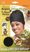 Qfitt Organic Argan & Shea Butter Treated + Olive Oil Scented Double Mesh Wrap - 811 Black