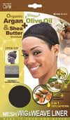 Qfitt Open Top Organic Argan & Shea Butter Treated + Olive Oil Scented Mesh Wig & Weave Liner - 842 Black