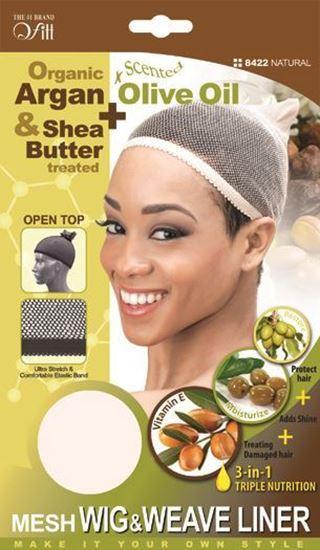 Qfitt Open Top Organic Argan & Shea Butter Treated + Olive Oil Scented Mesh Wig & Weave Liner - 8422 Natural