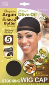 Qfitt Organic Argan & Shea Butter Treated + Olive Oil Scented Stocking Wig Cap - 801 Black