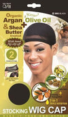 Qfitt Organic Argan & Shea Butter Treated + Olive Oil Scented Stocking Wig Cap - 800 Black