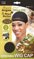 Qfitt Organic Argan & Shea Butter Treated + Olive Oil Scented Stocking Wig Cap - 800 Black