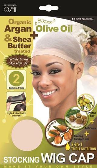 Qfitt Organic Argan & Shea Butter Treated + Olive Oil Scented Stocking Wig Cap - 803 Natural