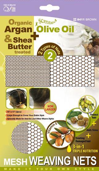 Qfitt Organic Argan & Shea Butter Treated + Olive Oil Scented Mesh Weaving Nets - 8411 Brown