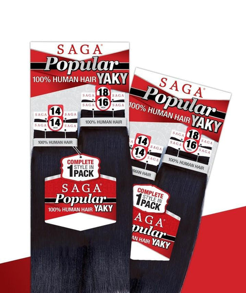 Saga Popular 100% Human Hair Yaky 4 Pieces (14"14"16"18") - Beauty Empire