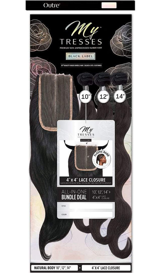 Outre My Tresses 100% Unprocessed Human Hair Black Label - Body - 4X4 Closure