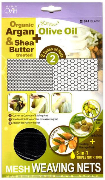 Qfitt Organic Argan & Shea Butter Treated + Olive Oil Scented Mesh Weaving Nets - 841 Black